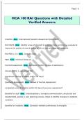 HCA 100 RAI Questions with Detailed  Verified Answers