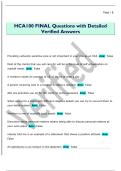 HCA100 FINAL Questions with Detailed  Verified Answers