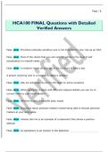 HCA100 FINAL Questions with Detailed  Verified Answers