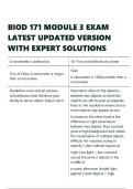 BIOD 171 MODULE 3 EXAM LATEST UPDATED VERSION WITH EXPERT SOLUTIONS