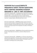 NUR4590 final exam&vert;COMPLETE FREQUENTLY MOST TESTED QUESTIONS WITH VERIFIED ANSWERS&sol;ALREADY GREADED A&plus; &vert;GET IT 100&percnt; ACCURATE&excl;&excl;