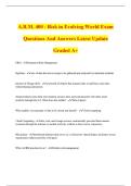 A&period;R&period;M&period; 400 - Risk in Evolving World Exam Questions And Answers Latest Update Graded A&plus;