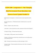 A&period;R&period;M&period; 400 - Assignment 1 - The Changing Risk Environment Exam Questions And Answers Latest Update Graded A&plus;