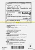 Pearson Edexcel Level 1&sol;Level 2 GCSE &lpar;9&ndash;1&rpar; Turkish PAPER 1&colon; Listening and understanding in Turkish Foundation Tier QP MAY 2025 