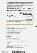 Pearson Edexcel Level 1&sol;Level 2 GCSE &lpar;9&ndash;1&rpar; Turkish PAPER 3&colon; Reading and understanding in Turkish Higher Tier QP MAY 2025 