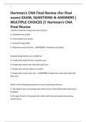 Hartman's CNA Final Review &lpar;for final exam&rpar; EXAM&comma; QUESTIONS & ANSWERS &vert; MULTIPLE CHOICES &vert;&excl;&excl; Hartman's CNA Final Review