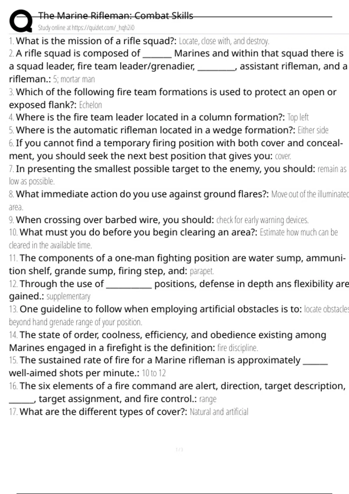 The Marine Rifleman: Combat Skills Exam Questions and Answers 100% Pass ...