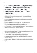 CITI Training&comma; Modules 1-24 &lpar;Biomedical Research&rpar; &vert; latest &vert;COMPREHENSIVE MOST TESTED QUESTIONS AND VERIFIED SOLUTIONS &vert; GET IT 100&percnt; ACCURATE&excl;&excl;
