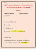 AAERT &lpar;American Association of Electronic Reporters  and Transcribers&rpar; Certification Exam&vert;NEWEST  EXAM&excl;&excl;&excl;