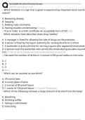 ServSafe Alcohol Practice Exam Exam Questions and Answers 100&percnt; Pass &vert; Verified and Updated 