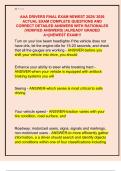 AAA DRIVERS FINAL EXAM NEWEST 2025&sol; 2026  ACTUAL EXAM COMPLETE QUESTIONS AND  CORRECT DETAILED ANSWERS WITH RATIONALES  &lpar;VERIFIED ANSWERS&rpar; &vert;ALREADY GRADED  A&plus;&vert;&vert;NEWEST EXAM&excl;&excl;&excl;