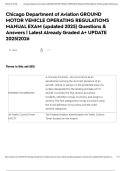 Chicago Department of Aviation GROUND MOTOR VEHICLE OPERATING REGULATIONS MANUAL EXAM &lpar;updated 2025&rpar; Questions & Answers &vert; Latest Already Graded A&plus; UPDATE 2025&vert;2026