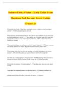 Balanced Body Pilates &ndash; Study Guide Exam Questions And Answers Latest Update Graded A&plus;