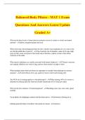 Balanced Body Pilates - MAT 1 Exam Questions And Answers Latest Update Graded A&plus;