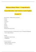 Balanced Body Pilates - Comprehensive Exam Questions And Answers Latest Update Graded A&plus;