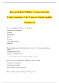Balanced Body Pilates - Comprehensive Exam Questions And Answers Latest Update Graded A&plus;
