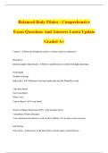 Balanced Body Pilates - Comprehensive Exam Questions And Answers Latest Update Graded A&plus;