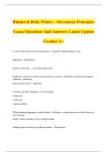 Balanced Body Pilates - Movement Principles Exam Questions And Answers Latest Update Graded A&plus;