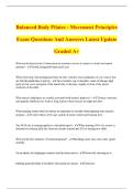 Balanced Body Pilates - Movement Principles Exam Questions And Answers Latest Update Graded A&plus;