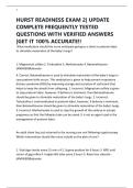 HURST READINESS EXAM 2&vert; UPDATE COMPLETE FREQUENTLY TESTED QUESTIONS WITH VERIFIED ANSWERS &vert;GET IT 100&percnt; ACCURATE&excl;&excl;