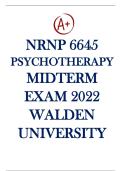 NRNP 6645 PSYCHOTHERAPY MIDTERM EXAM 2022 WALDEN UNIVERSITY