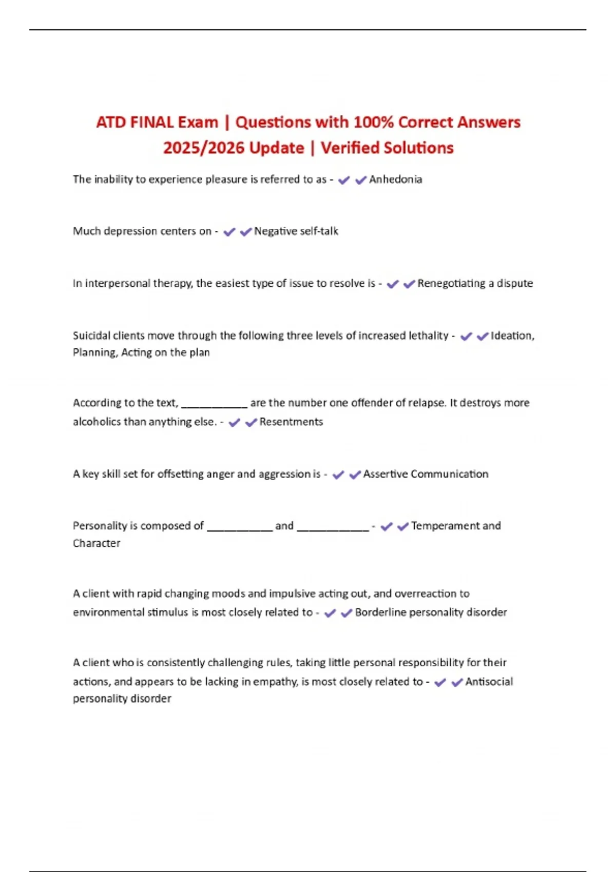 ATD FINAL Exam | Questions with 100% Correct Answers 2025/2026 Update ...