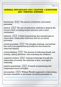 GENERAL PSYCHOLOGY 2301 CHAPTER 1 QUESTIONS   AND  VERIFIED ANSWERS