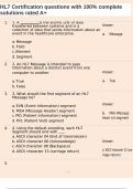 HL7 Certification questions with 100&percnt; complete solutions rated A&plus;