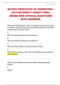 BUS203 PRINCIPLES OF MARKETING -  SAYLOR DIRECT CREDIT FINAL  BRAND NEW OFFICIAL QUESTIONS  WITH ANSWERS&period;