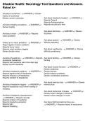 Shadow Health&colon; Neurology Test Questions and Answers Rated A&plus;