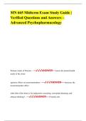 MN 665 Midterm Exam Study Guide &vert; Verified Questions and Answers &ndash; Advanced Psychopharmacology