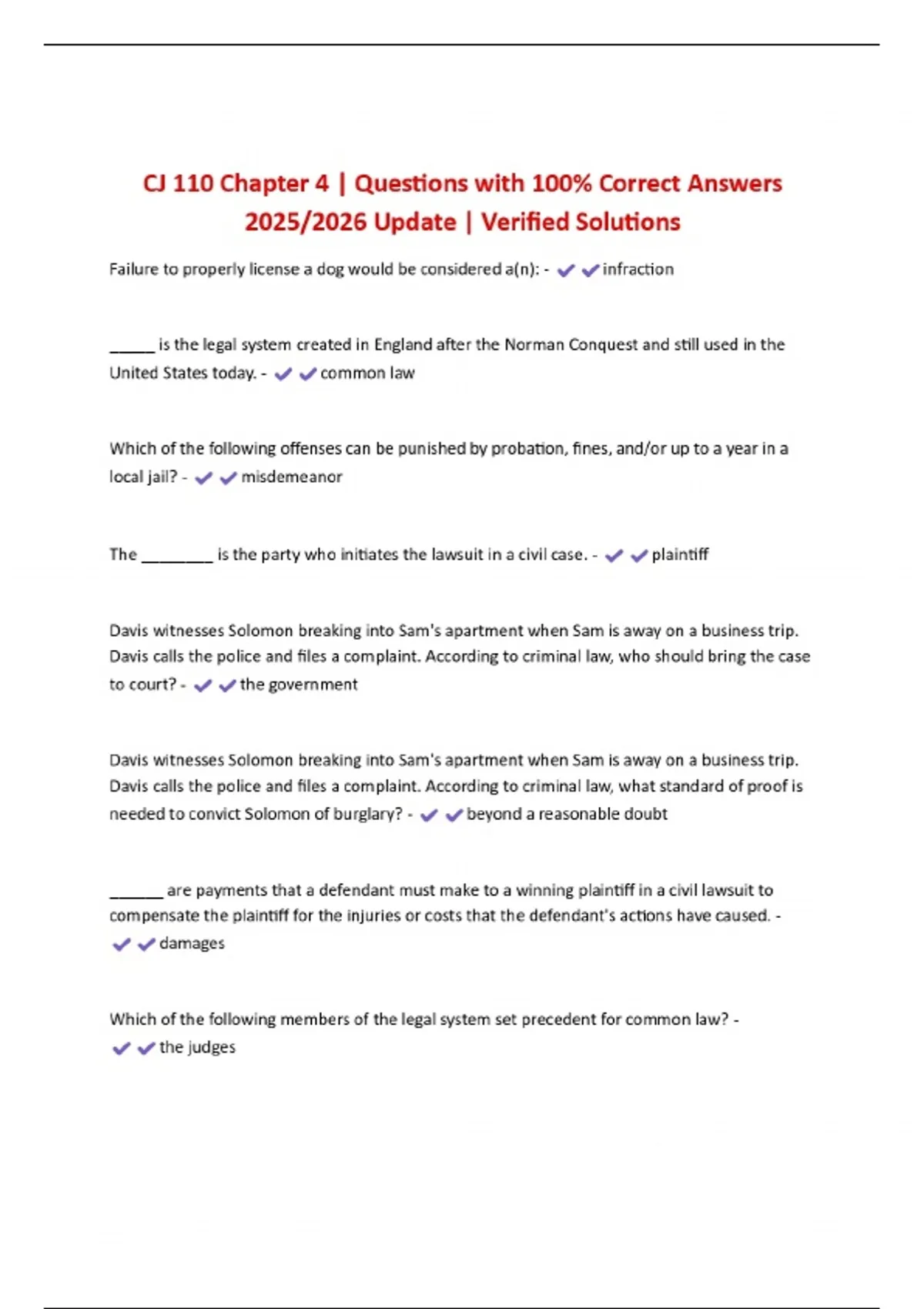 CJ 110 Chapter 4 | Questions with 100% Correct Answers 2025/2026 Update ...