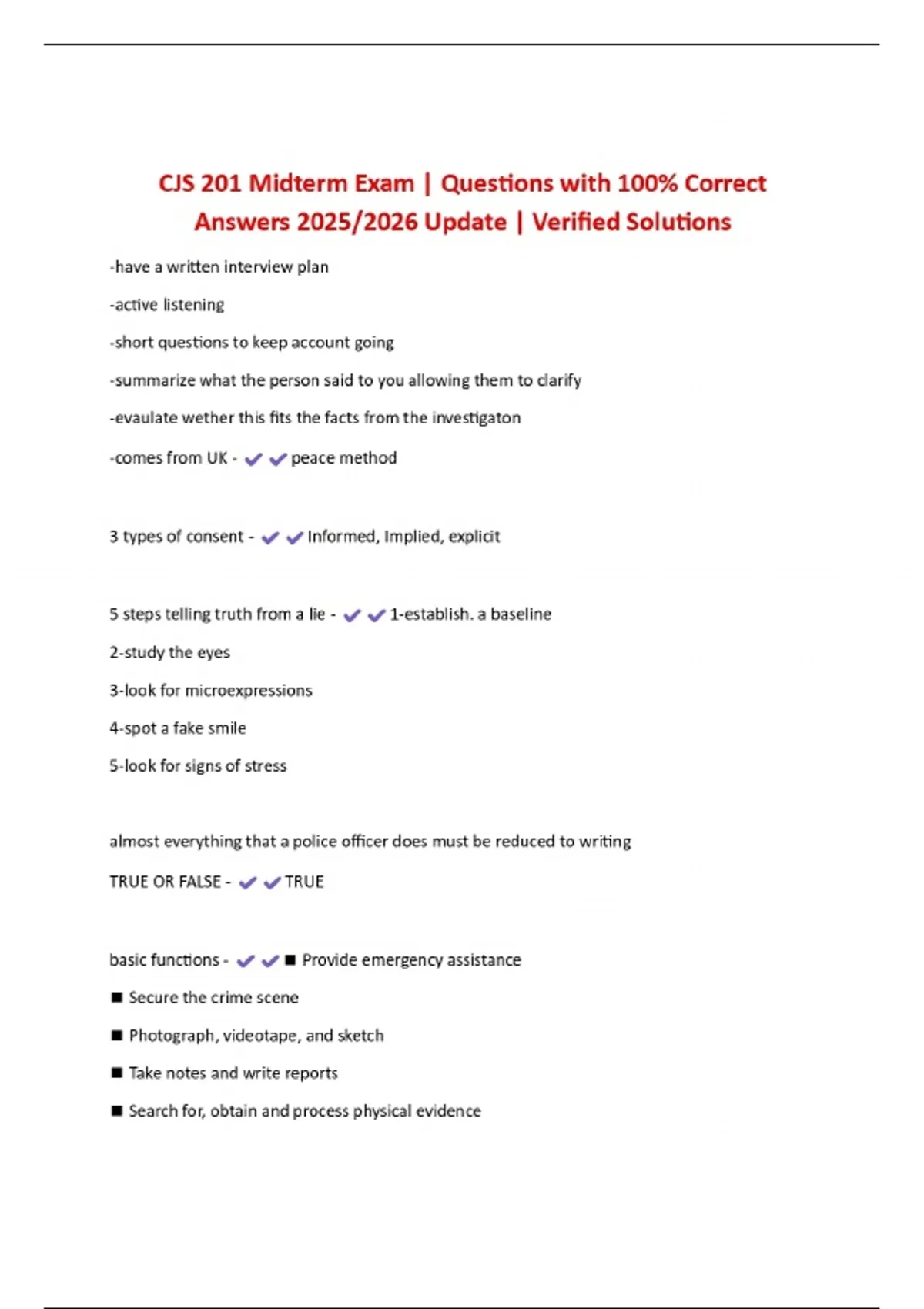 CJS 201 Midterm Exam | Questions with 100% Correct Answers 2025/2026 ...