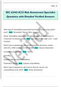 IEC 62443-IC33 Risk Assessment Specialist  Questions with Detailed Verified Answers 