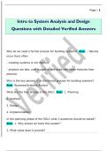Intro to System Analysis and Design  Questions with Detailed Verified Answers 