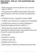BOB HOGUE - PRE LIC&period; TEST QUESTIONS AND ANSWERS