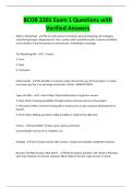 BCOR 2201 Exam 1 Questions with Verified Answers