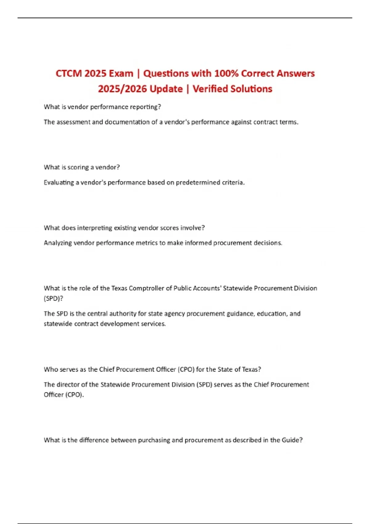 CTCM 2025 Exam | Questions with 100% Correct Answers 2025/2026 Update ...