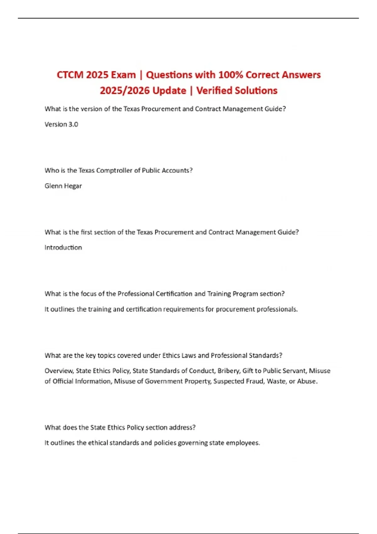 CTCM 2025 Exam | Questions with 100% Correct Answers 2025/2026 Update ...
