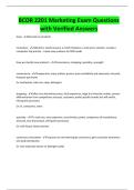 BCOR 2201 Marketing Exam Questions with Verified Answers