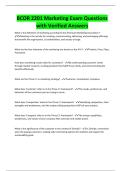 BCOR 2201 Marketing Exam Questions with Verified Answers