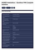 NUR152 Medications &ndash; Questions With Complete Solutions