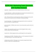 BCOR 2201 Marketing Exam Questions with Verified Answers