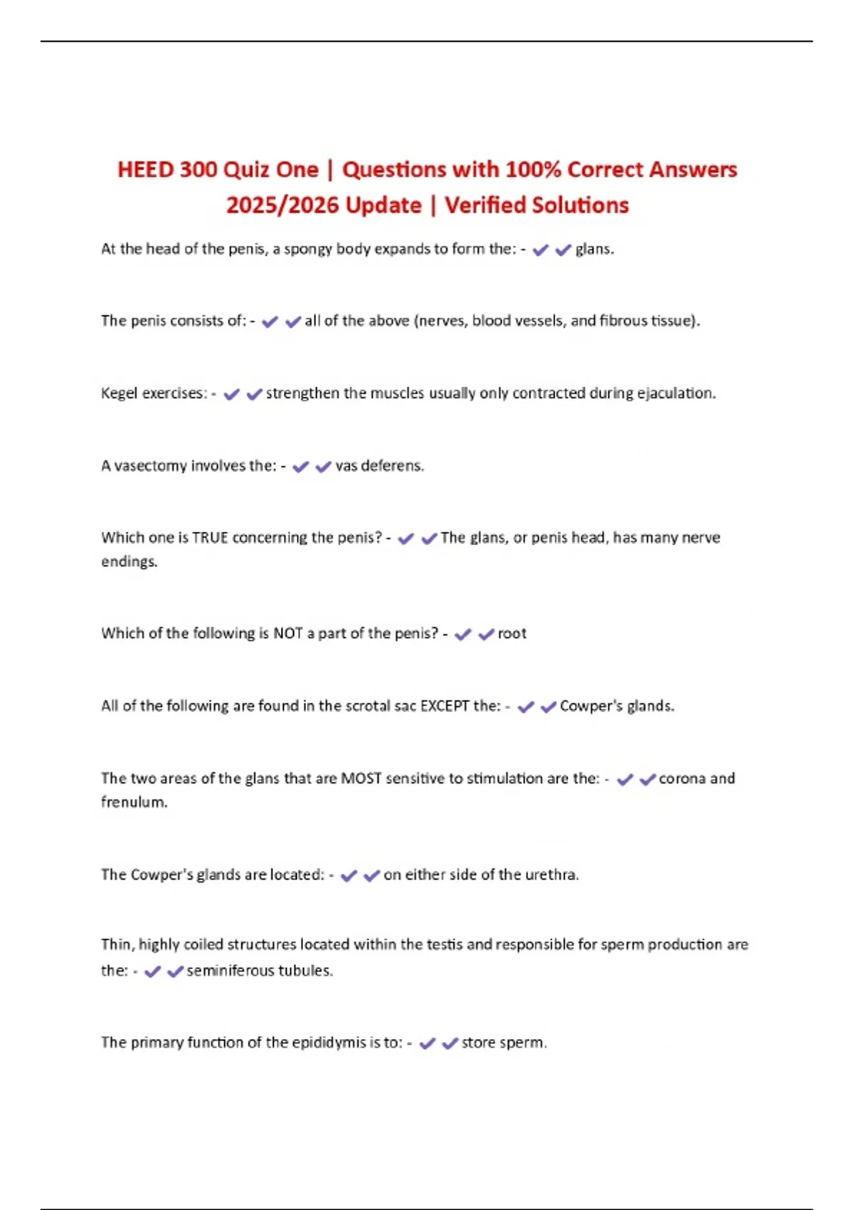 HEED 300 Quiz One | Questions with 100% Correct Answers 2025/2026 ...
