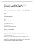 Final Exam Lodging Management questions n answers rated A&plus;