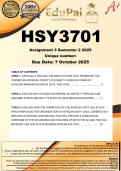 HSY3701 Assignment 3 &lpar;COMPLETE ANSWERS&rpar; Semester 1 2026 - DUE 2026