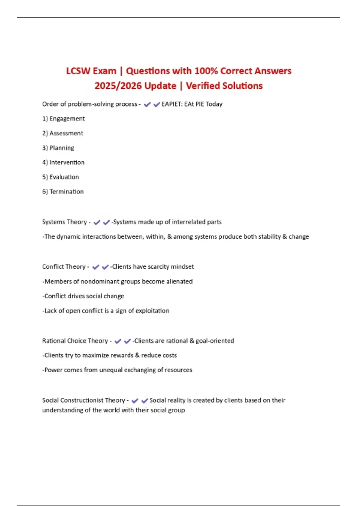LCSW Exam | Questions with 100% Correct Answers 2025/2026 Update ...