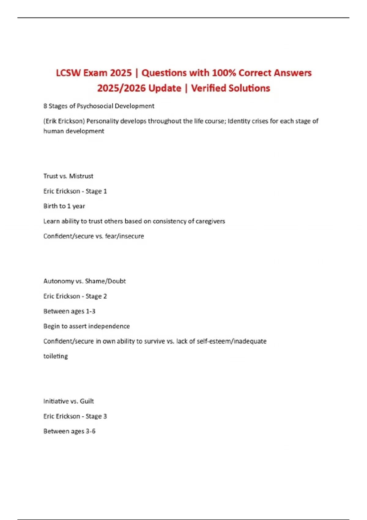 LCSW Exam 2025 | Questions with 100% Correct Answers 2025/2026 Update ...
