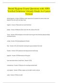 Dental Hygiene Exam&sol; Questions with 100&percnt; Verified Solutions&sol; Already Grade A&plus;&sol; Latest Version