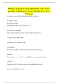 Dental Hygiene Exam&sol; Questions with 100&percnt; Verified Solutions&sol; Already Grade A&plus;&sol; Latest Version
